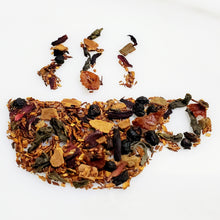 Load image into Gallery viewer, Tea cup-shaped leaves of a tea blend featuring mixture of Green Tea, Rosehips and Elderberries, for our Skin and Immunity Tea Fountain of Youth
