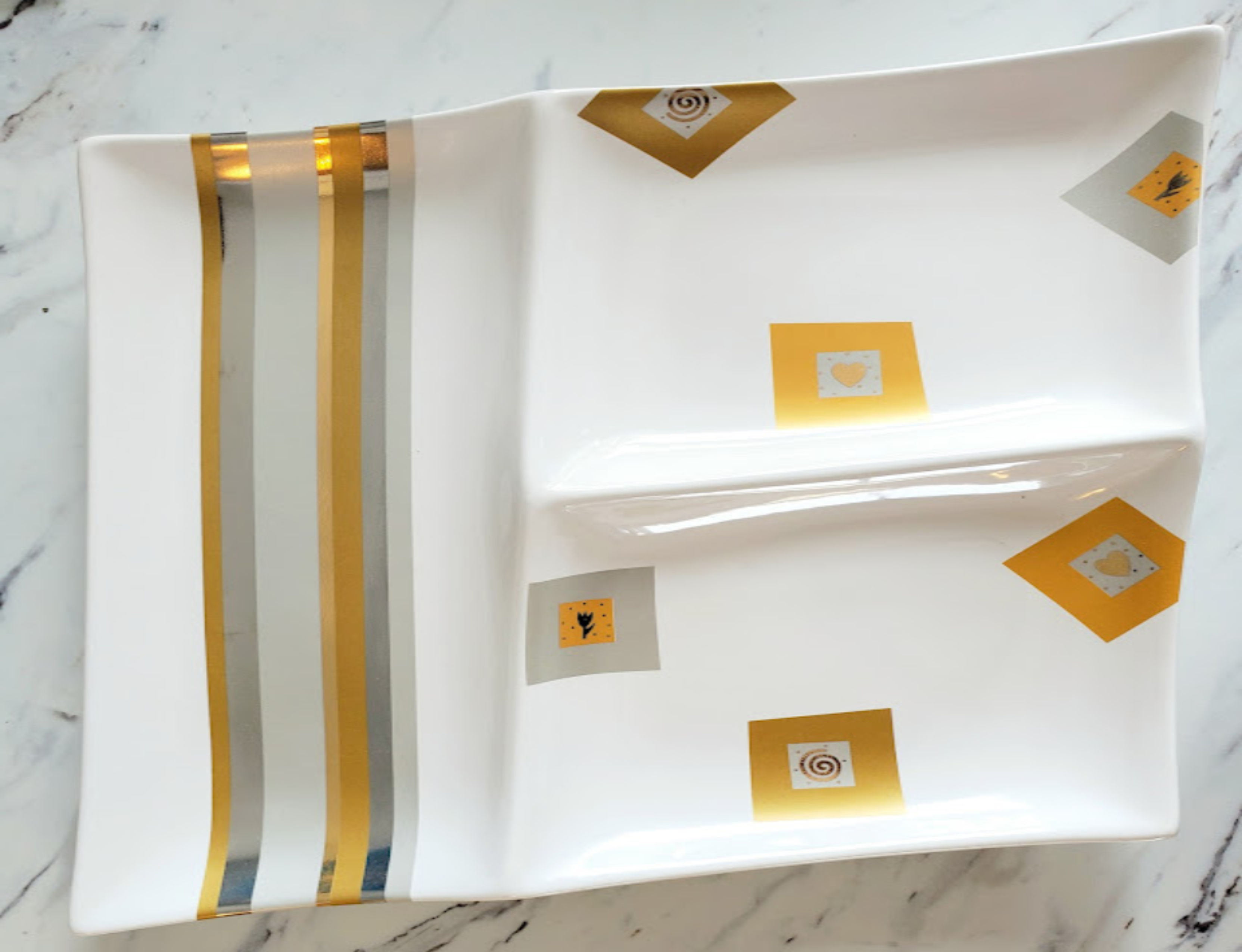Ceramic Golden Snack Platter